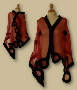 Red silk with Black Trim